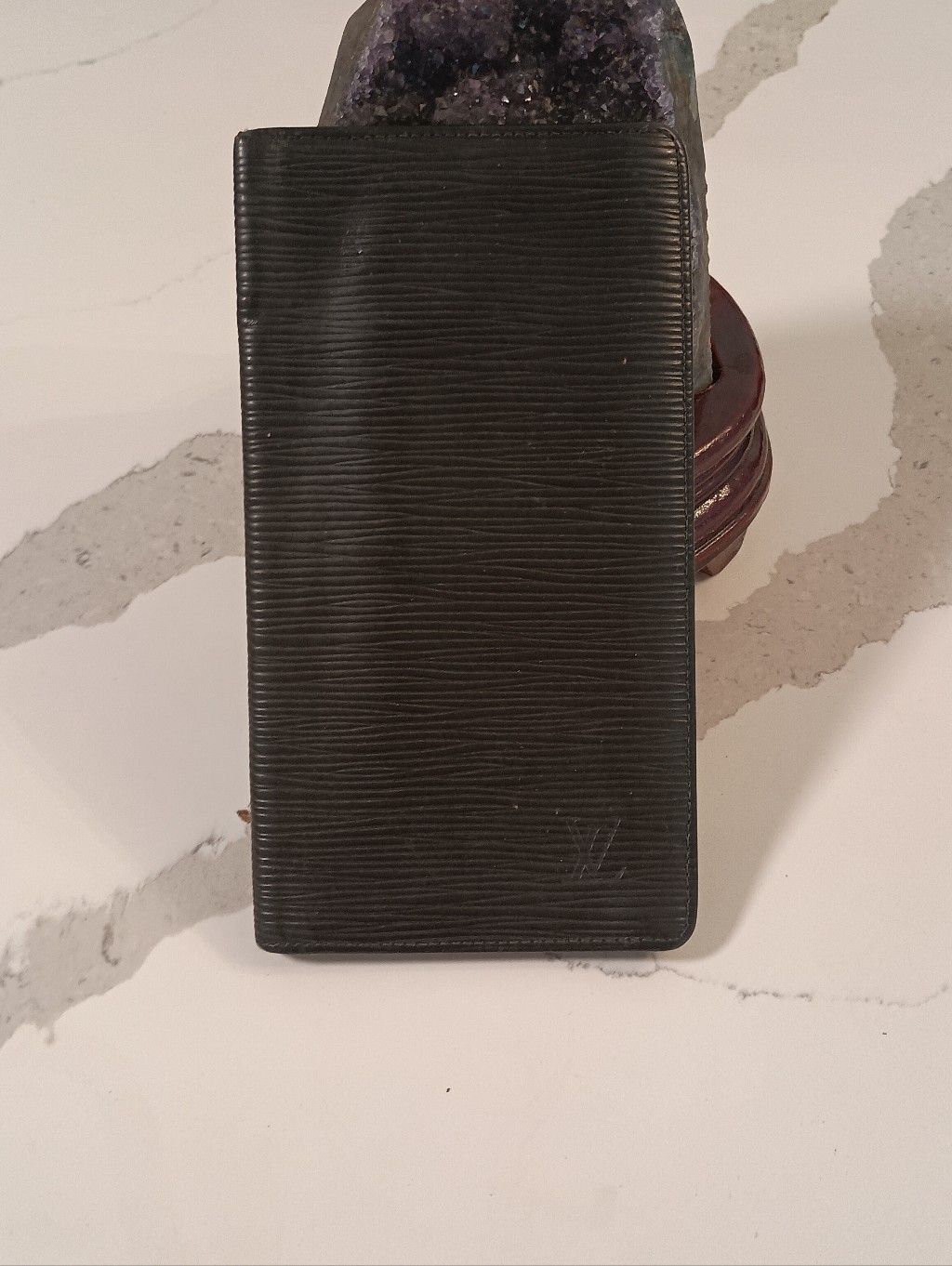 Authentilouis Vuitton Black Epi Leather Long Billfold Wallet 6 Card Slots/ Check